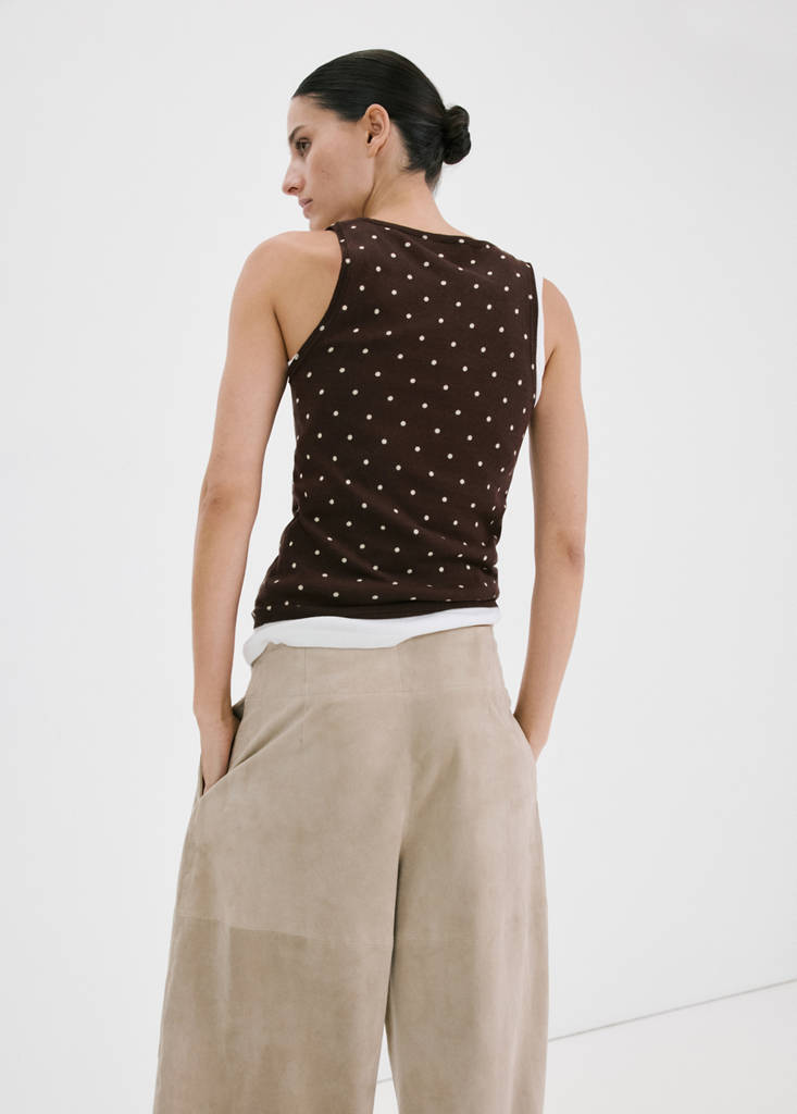 Polka-dot knitted top — Chocolate