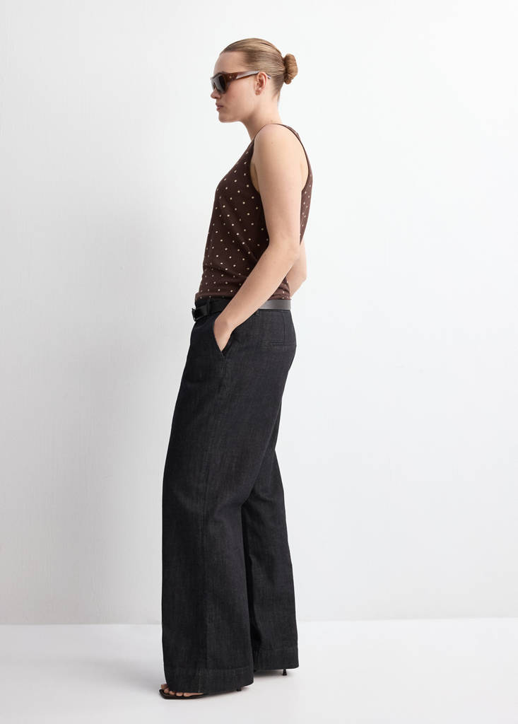 Polka-dot knitted top — Chocolate
