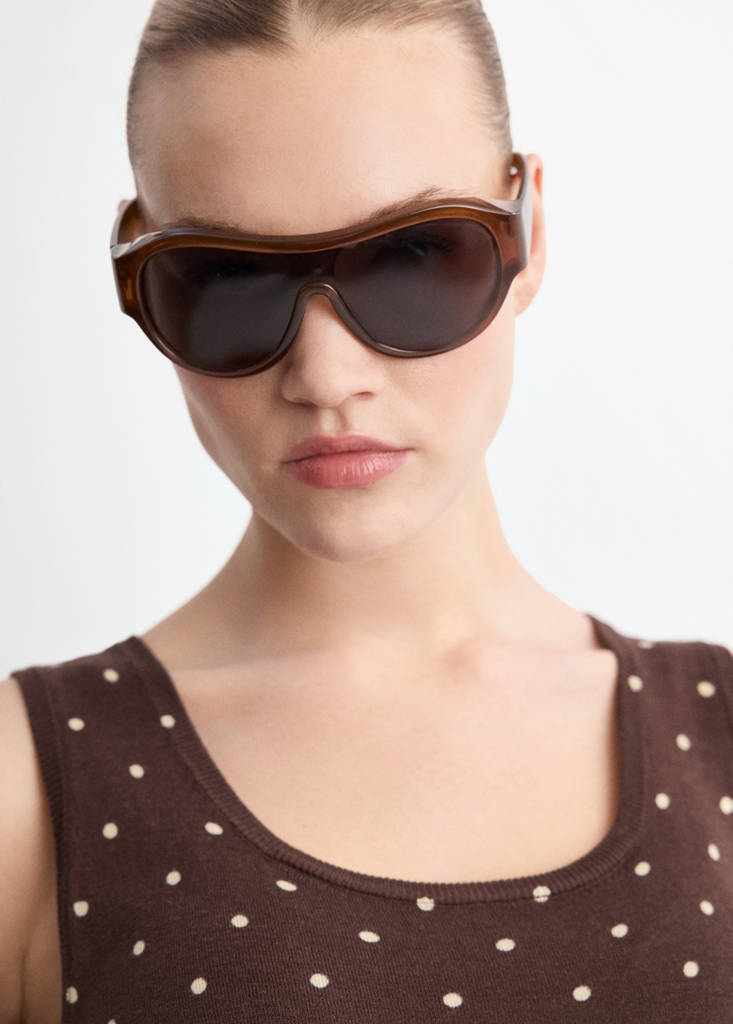 Polka-dot knitted top — Chocolate