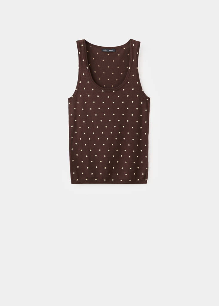 Polka-dot knitted top — Chocolate