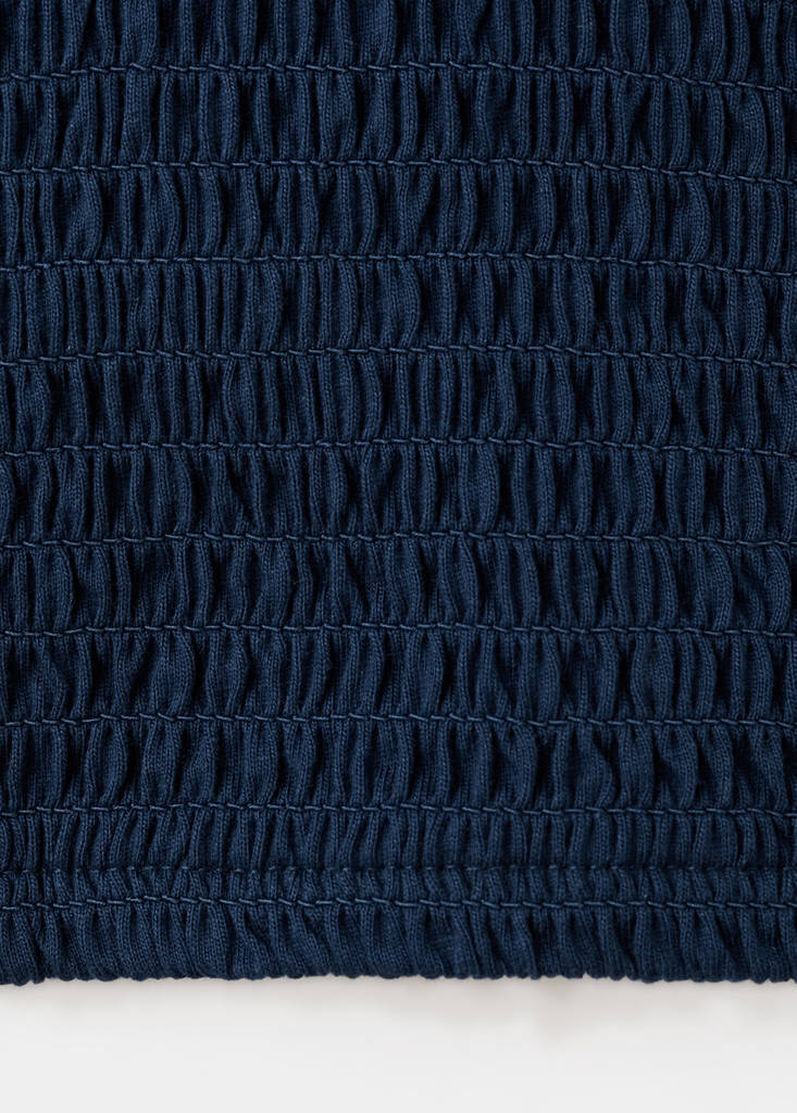 Ruched V-neck top — Navy
