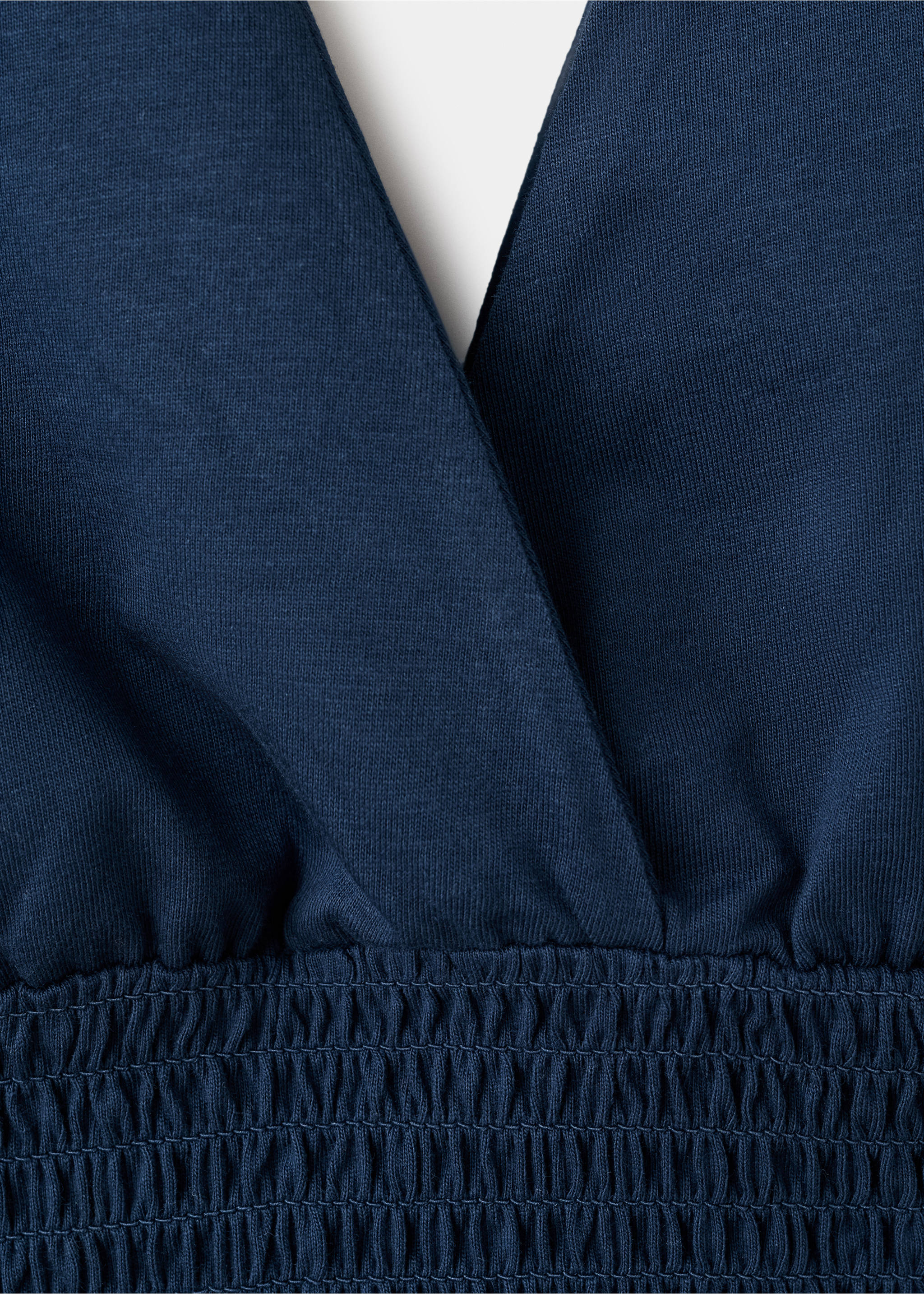 Топ с V-образным вырезом и сборками - Деталь изделия 0, Глубокий темно-синий. Ref: 27017149-00.