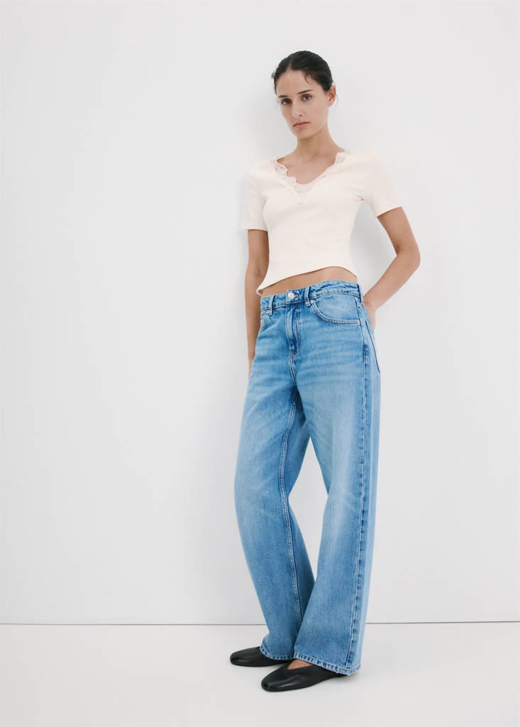Lace trim top — Ecru