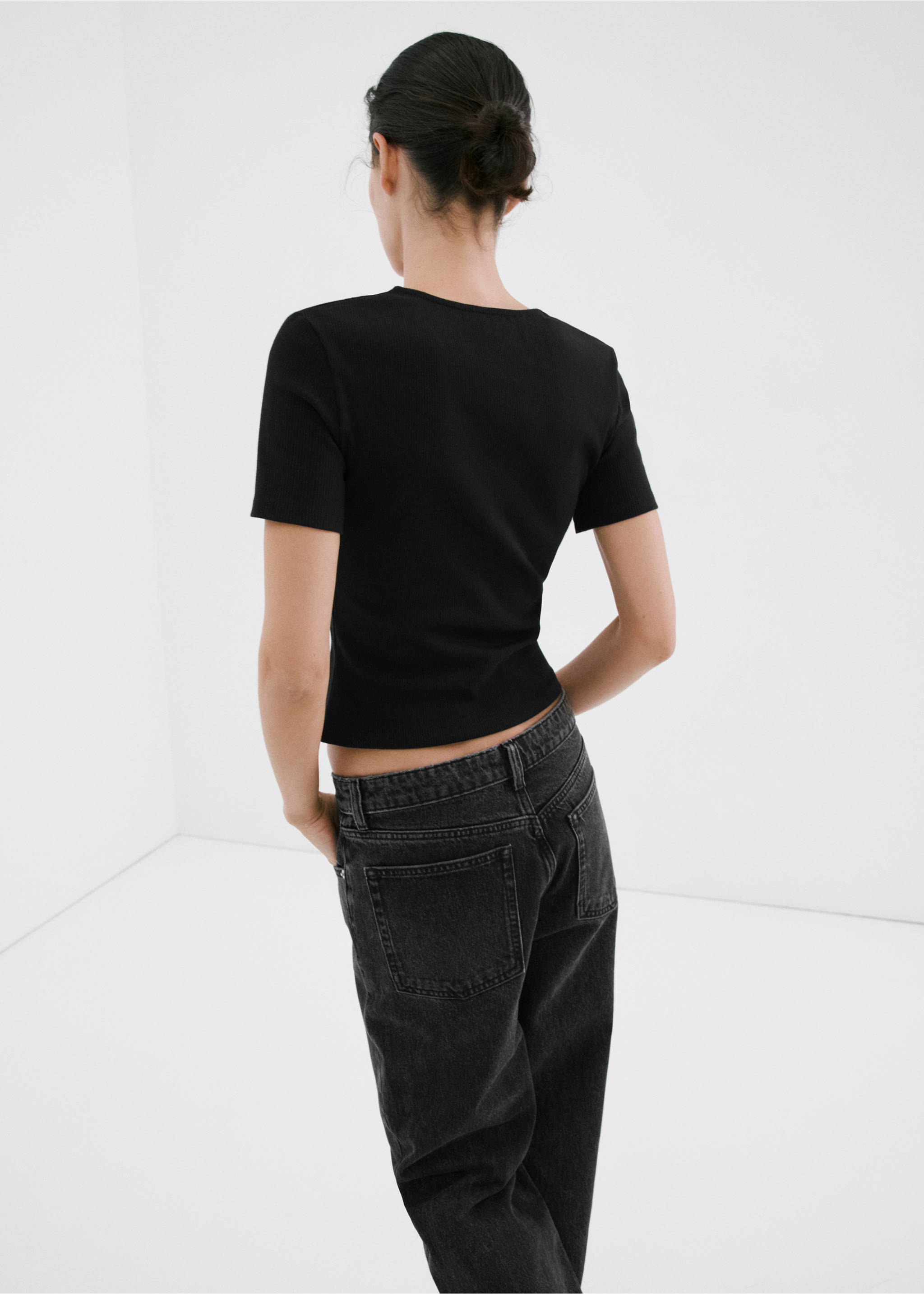 Top ribetes encaje - Reverso del artículo, Negro. Ref: 27017150-00.