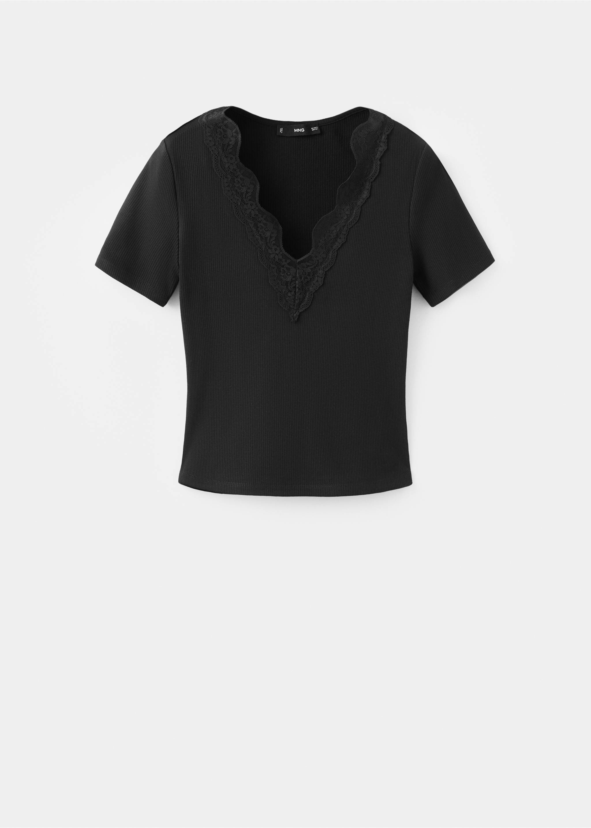 Top liserés dentelle - Article sans modèle, Noir. Ref: 27017150-00.