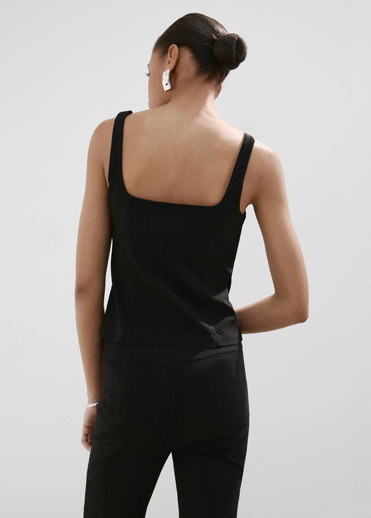 Fitted neckline top — Black