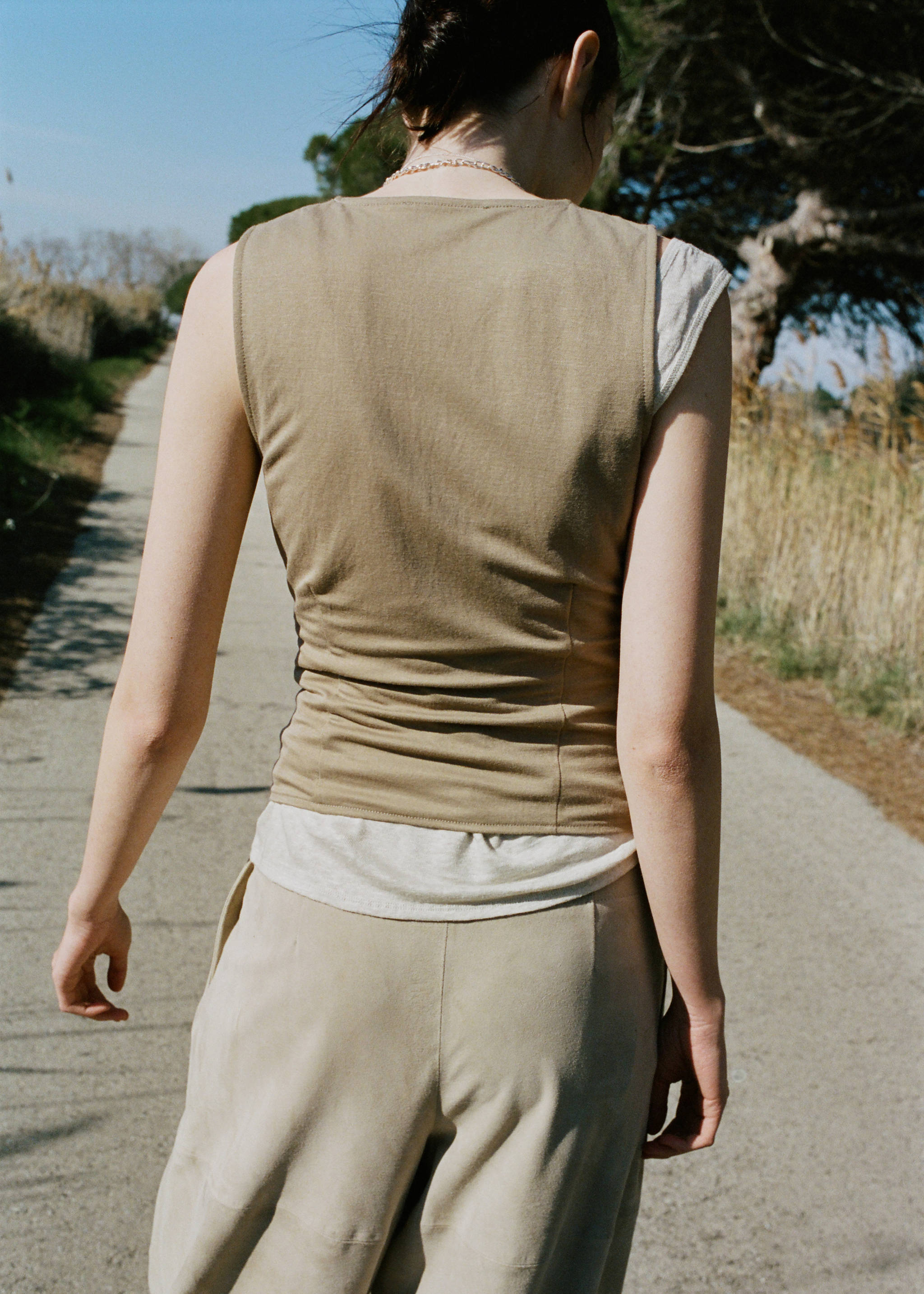 Top cruzado fruncido - Reverso del artículo, Marrón medio. Ref: 27017153-00.