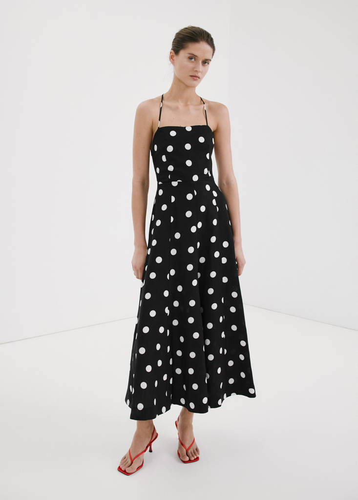 Lyocell polka dot dress — Black