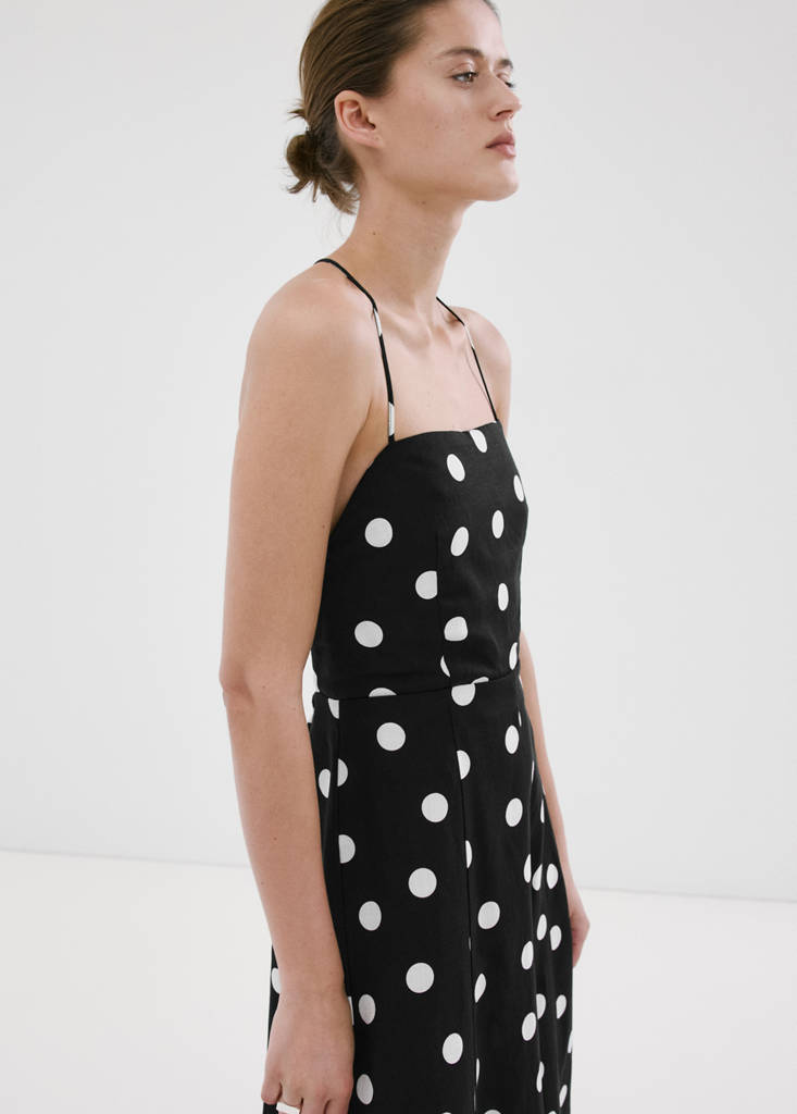 Lyocell polka dot dress — Black