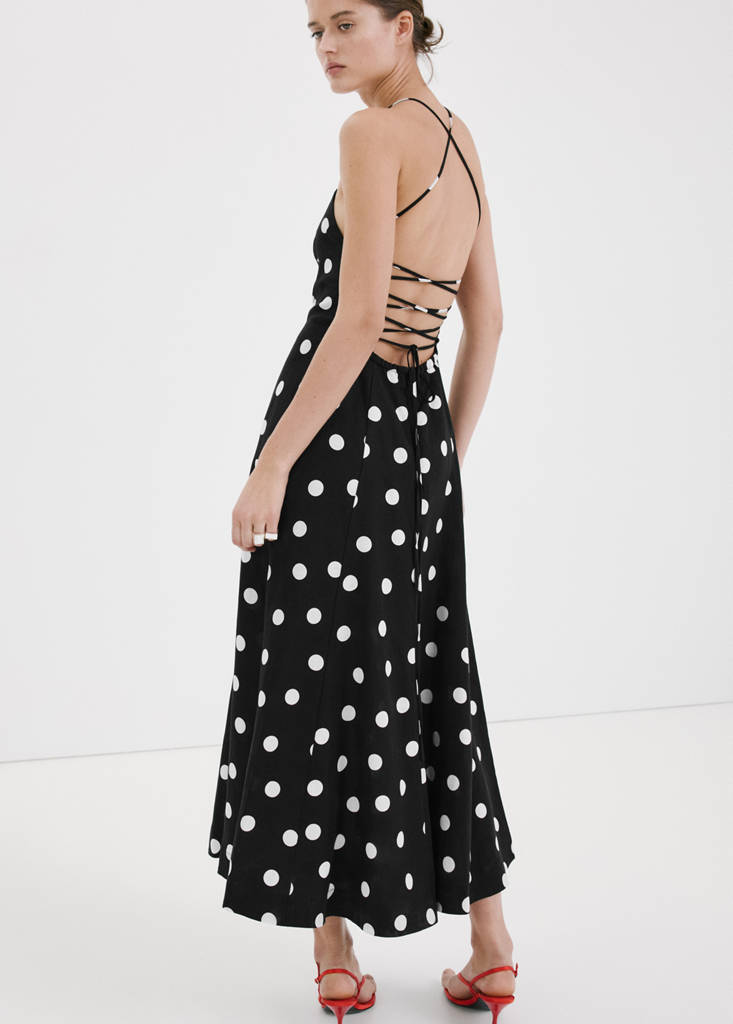 Lyocell polka dot dress — Black