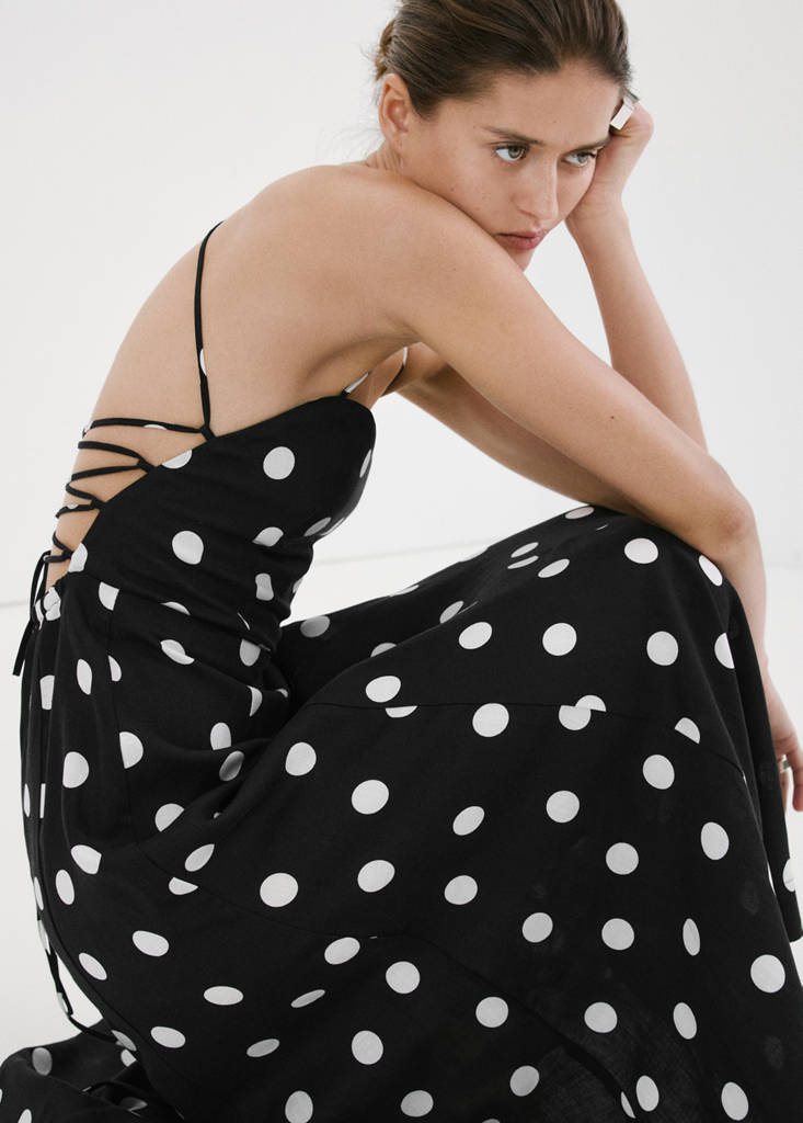 Lyocell polka dot dress — Black