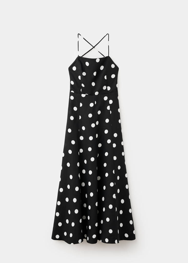 Lyocell polka dot dress — Black