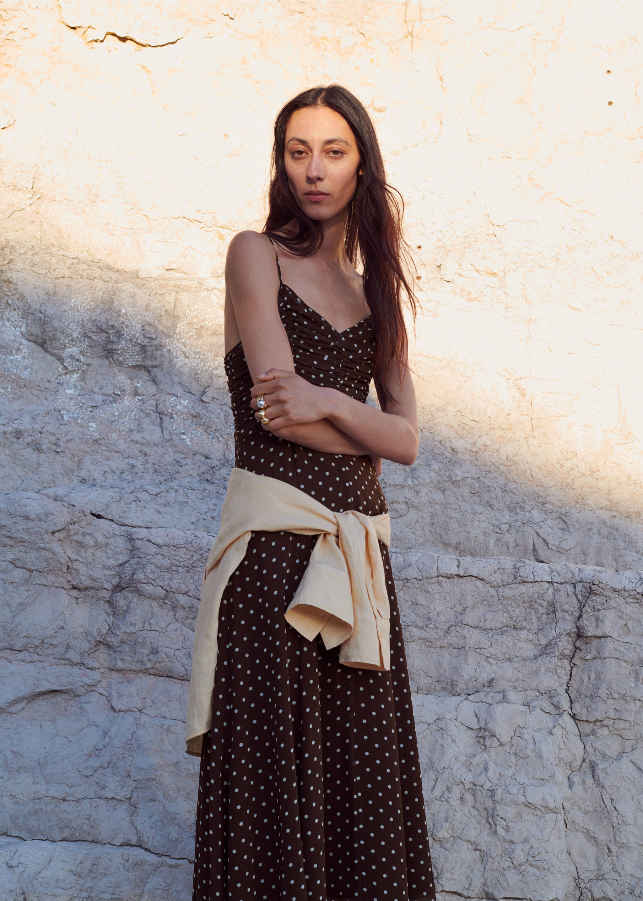 Vestit llarg pics - Pla mig, Xocolata. Ref: 27017155-00.