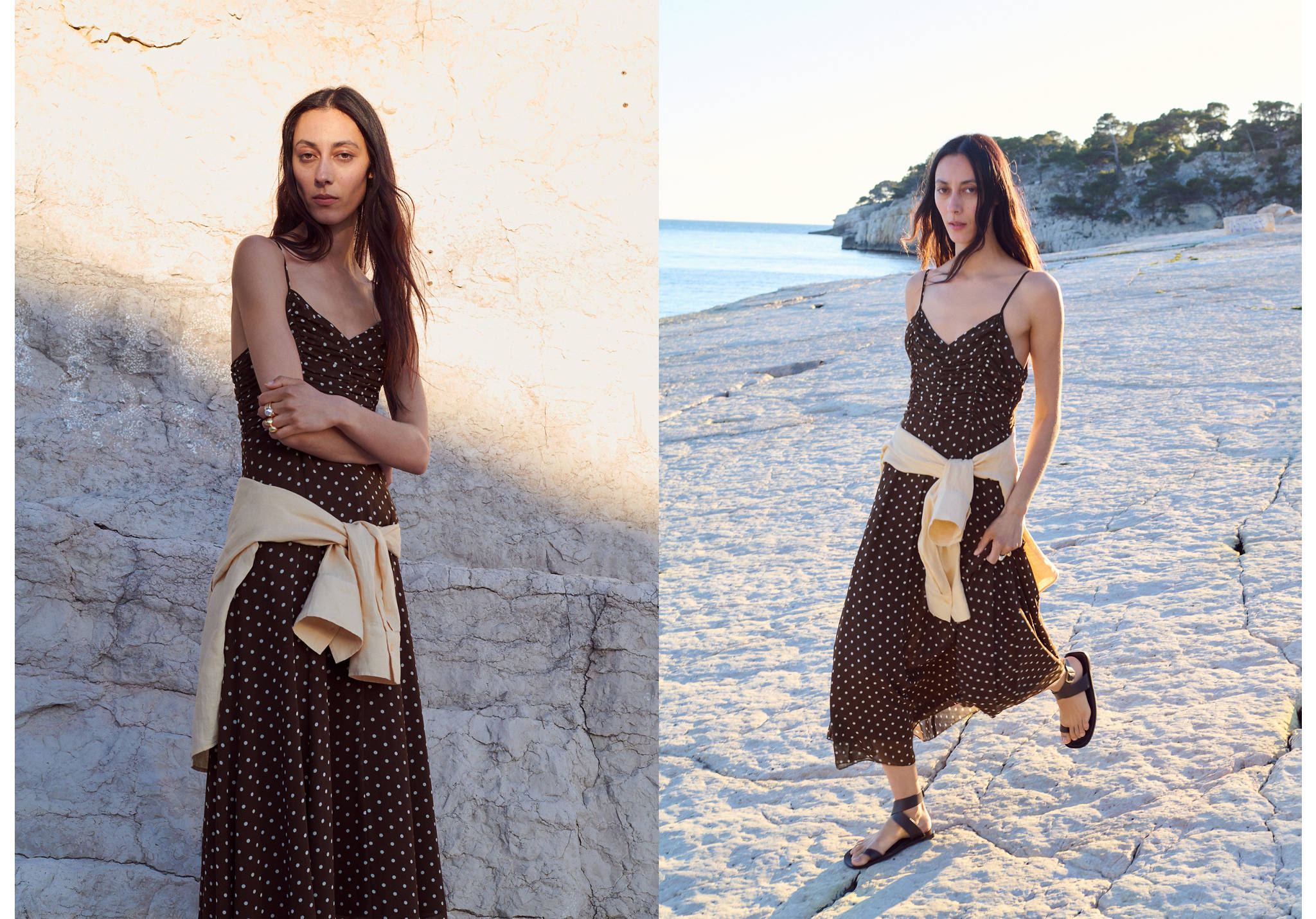 Prickig klänning med rynkad halsringning - Panoramabild