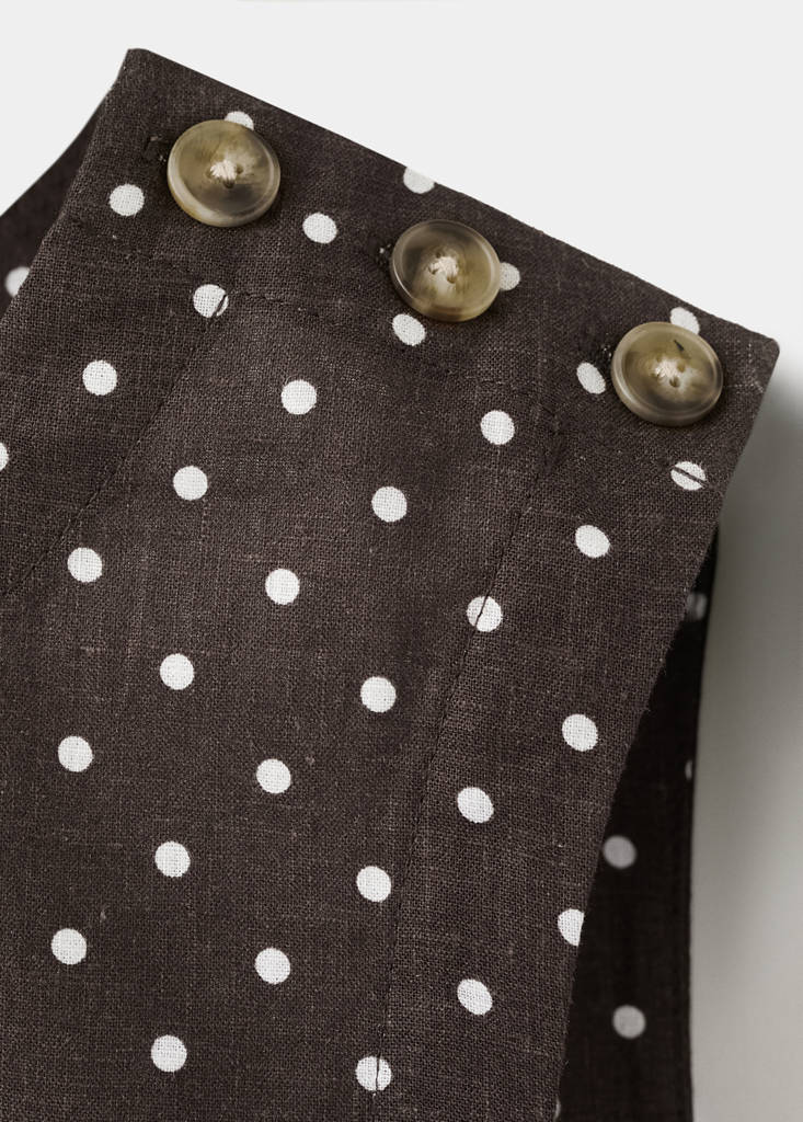 Linen polka dot top — Black