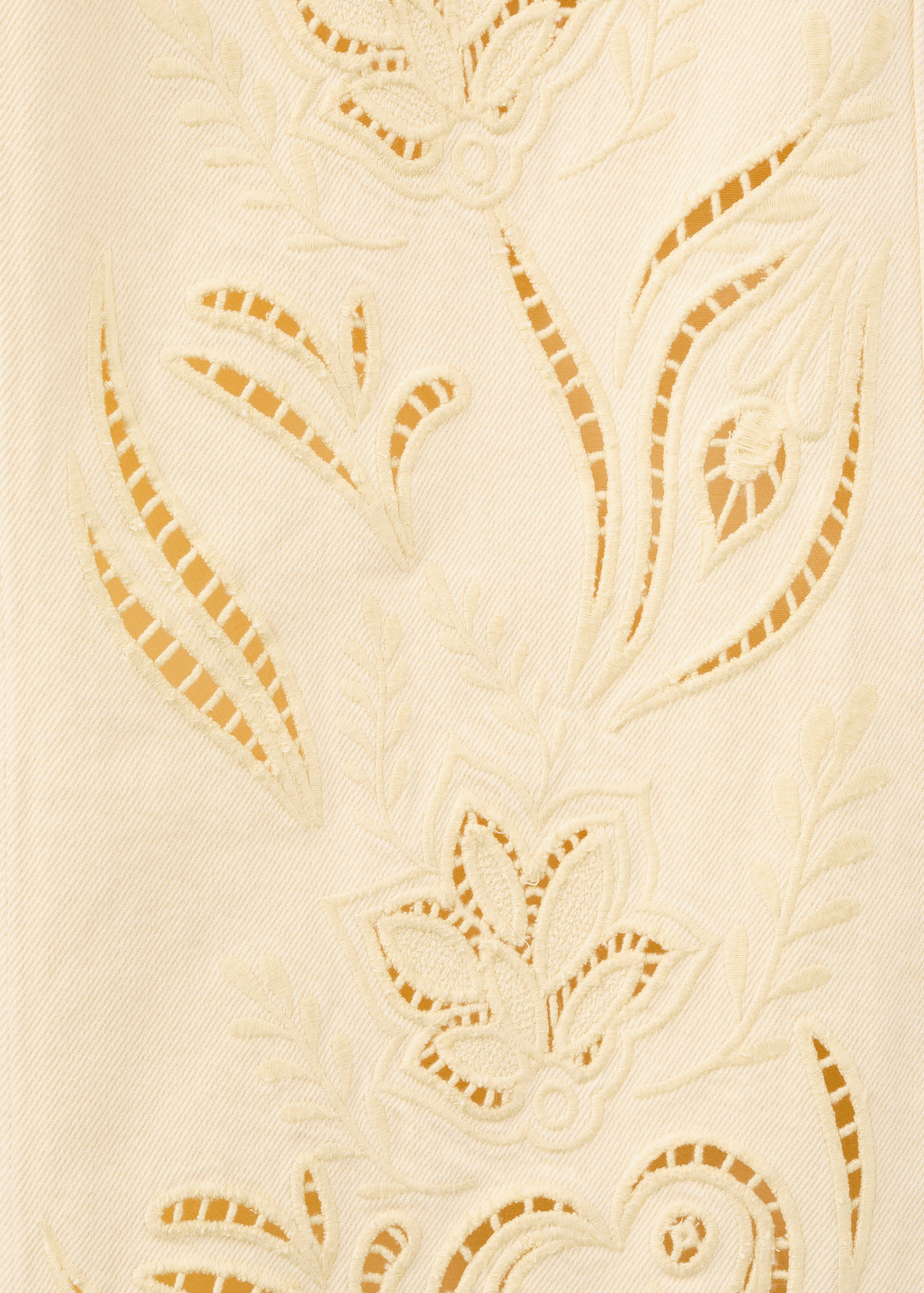 Calças de ganga retas com bordados rendados - Pormenor do artigo 8