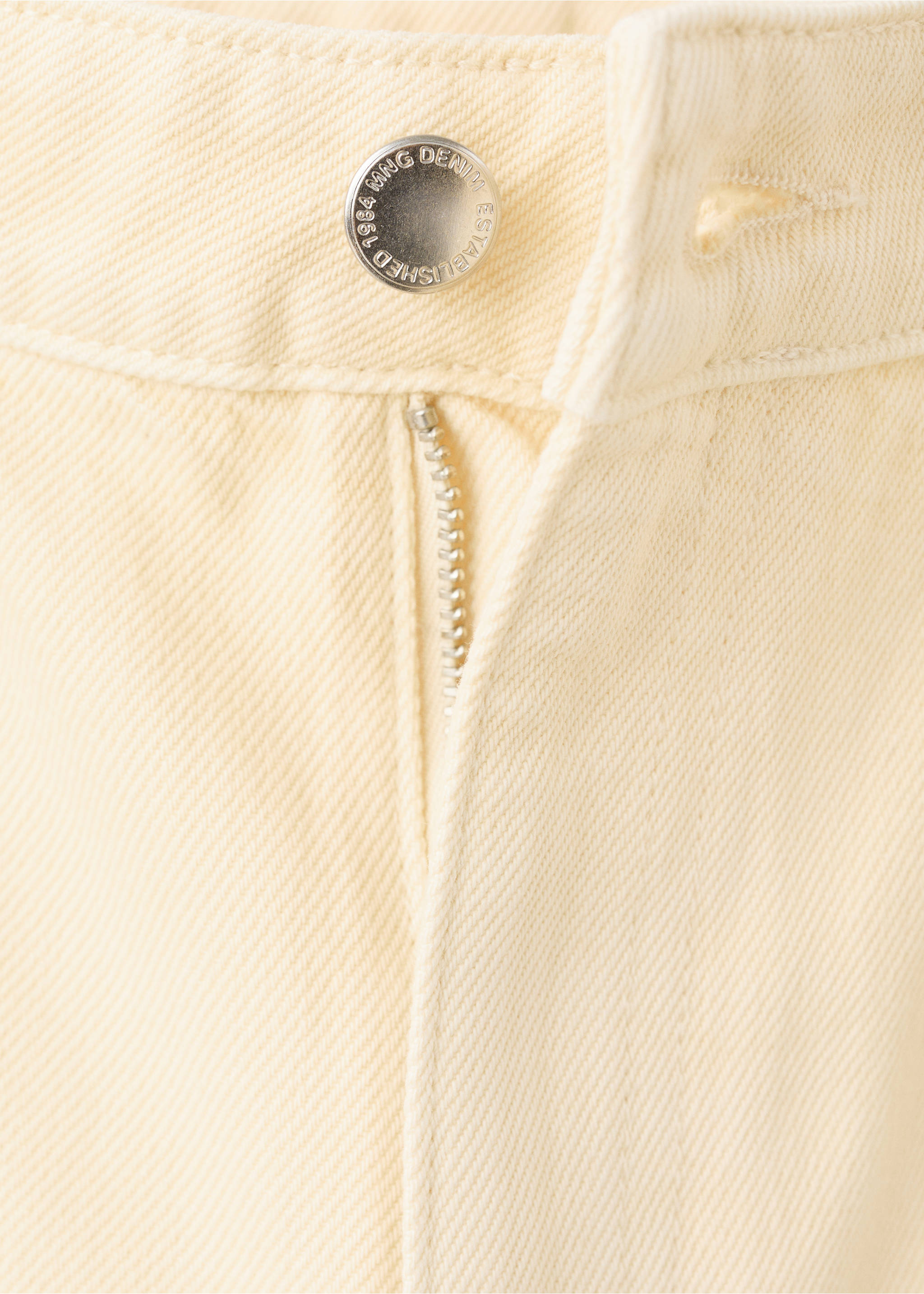 Embroidered cut-out straight jeans - Details of the article 0, Vanilla. Ref: 27017157-00.