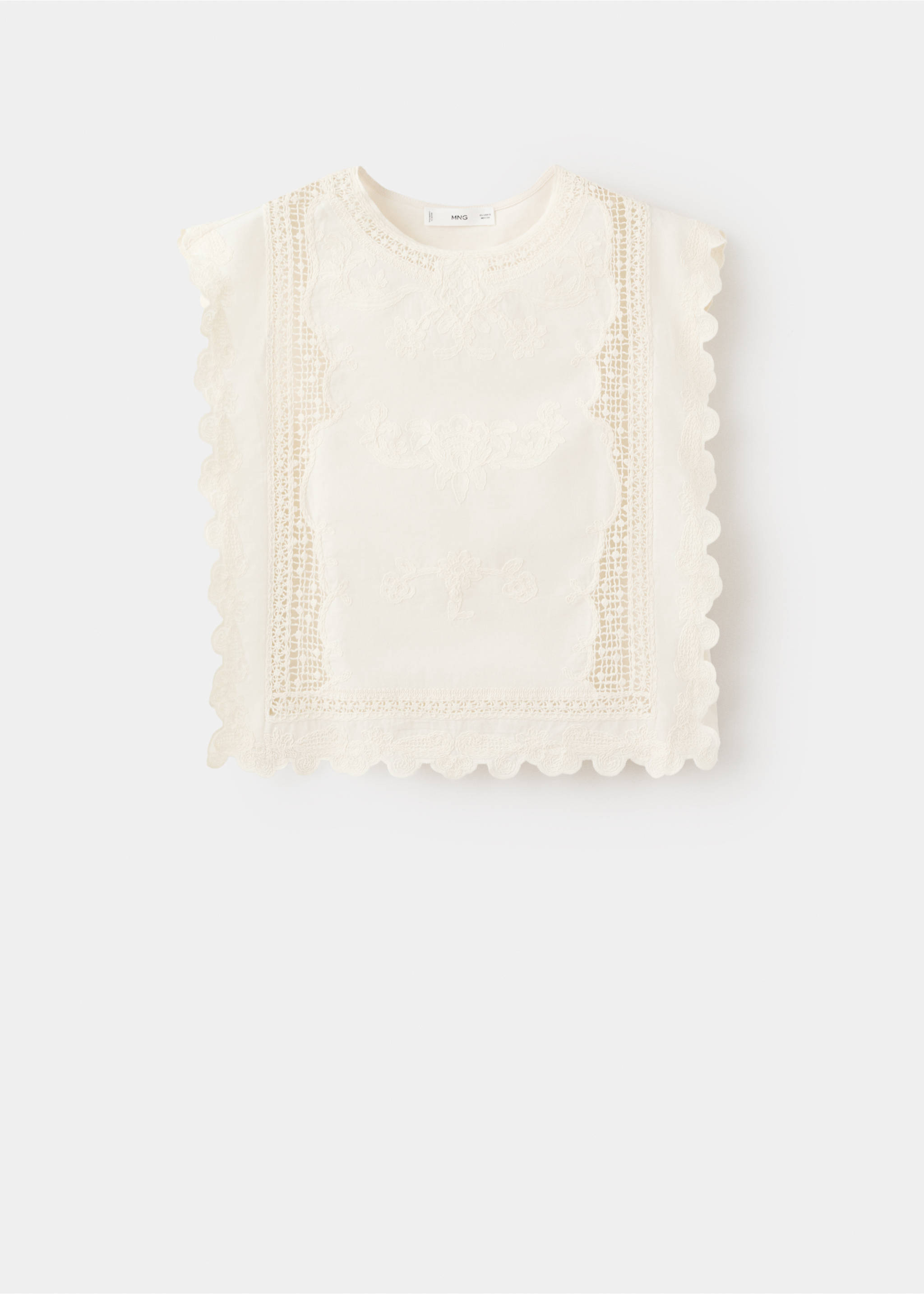 Top algodón detalles bordados - Artículo sin modelo, Blanco roto. Ref: 27017158-00.