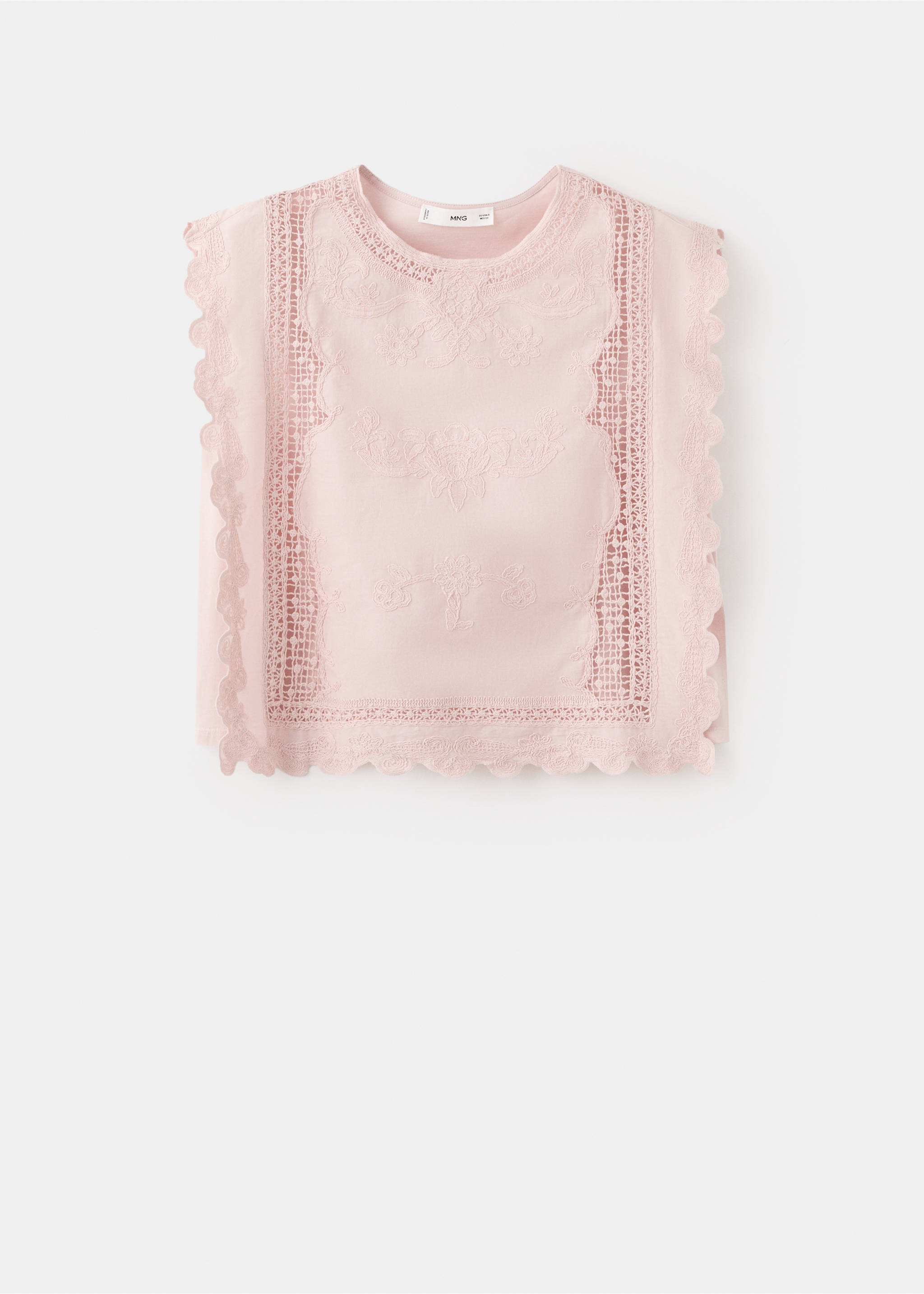 Top algodón detalles bordados - Artículo sin modelo, Rosa pastel. Ref: 27017158-00.