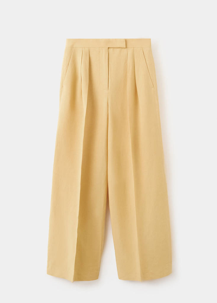 Straight mid-rise trousers — Mustard