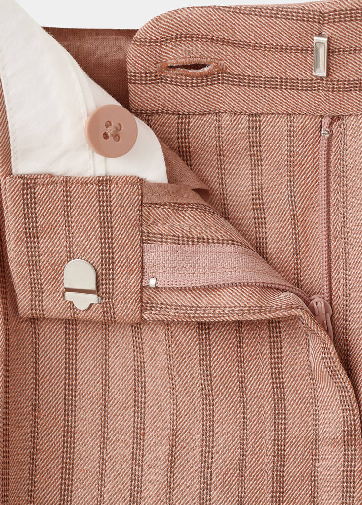 Striped linen suit trousers — Pink