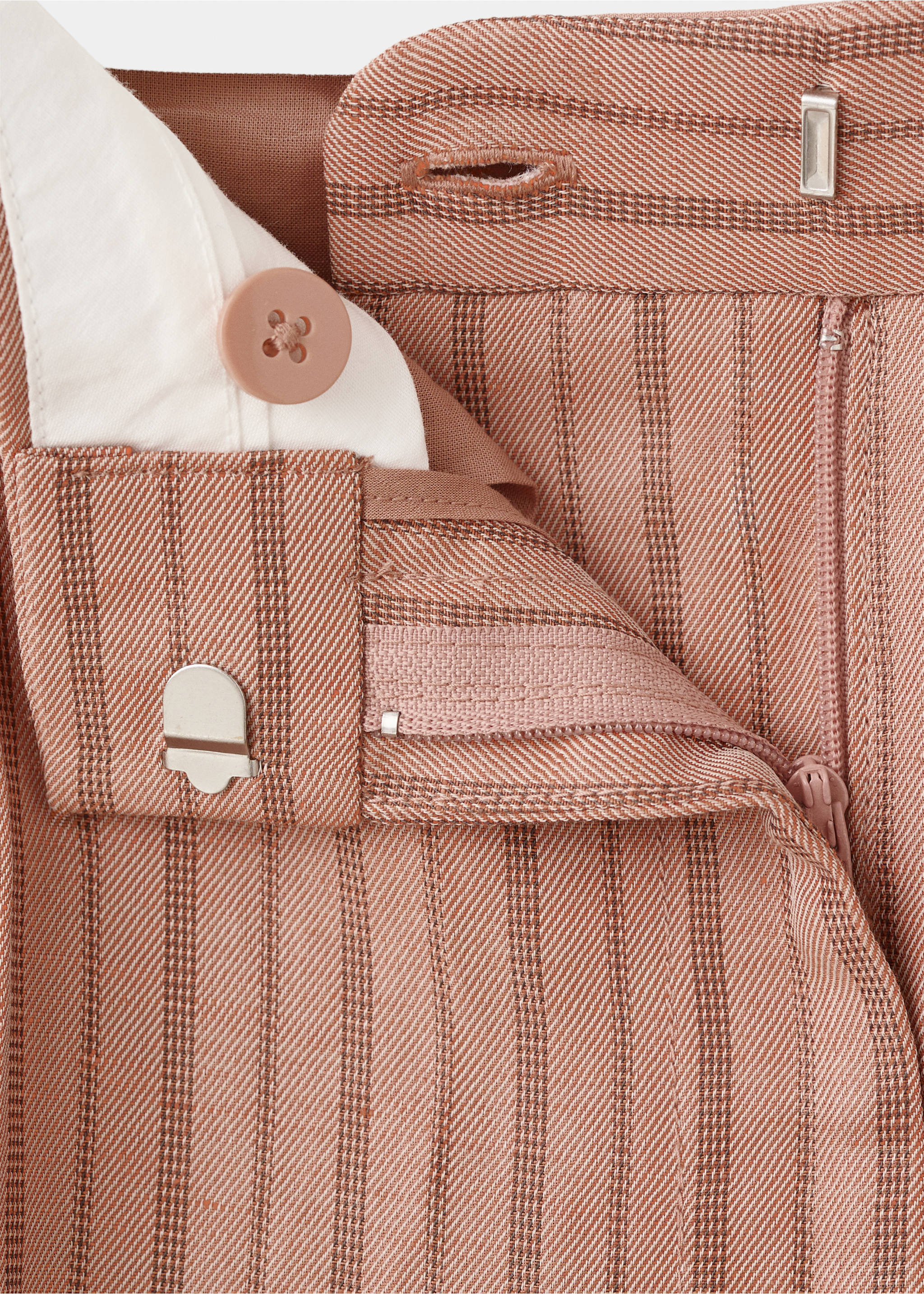 Striped linen suit trousers - Details of the article 8, Pink. Ref: 27017160-00.