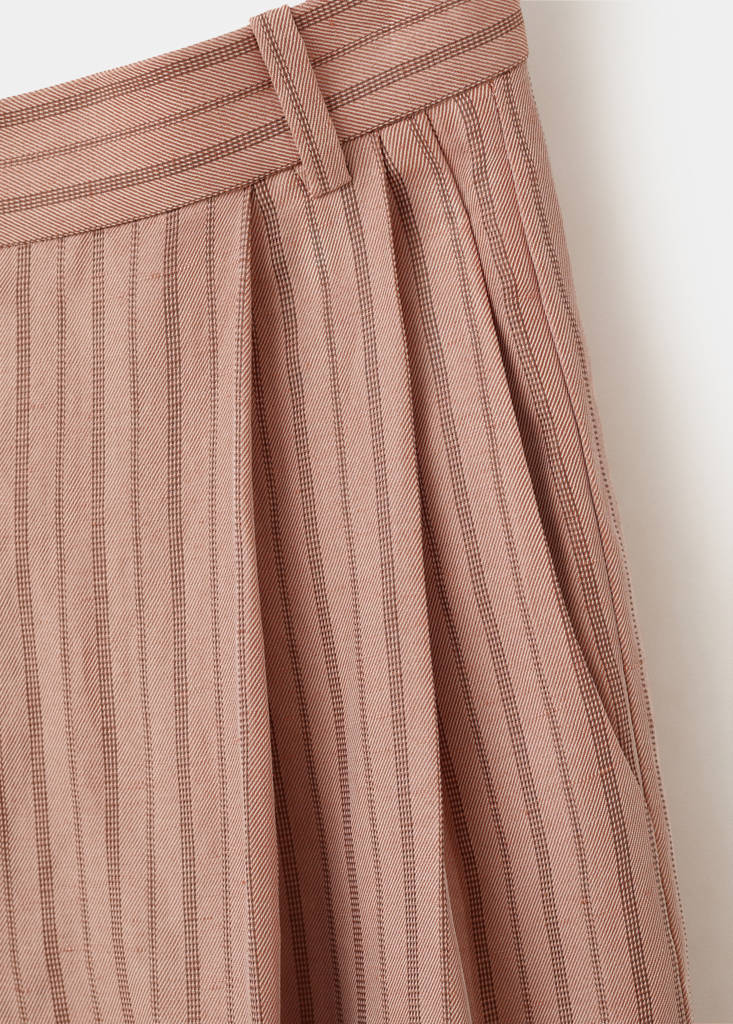 Striped linen suit trousers — Pink
