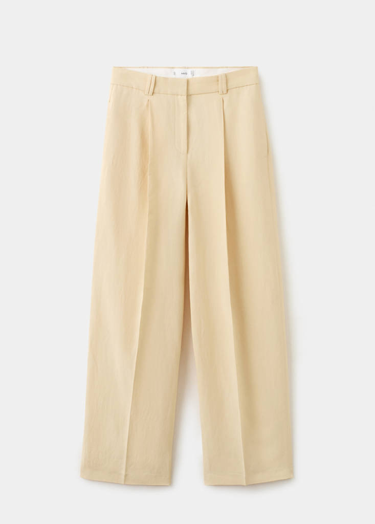 Straight linen-blend trousers — Yellow