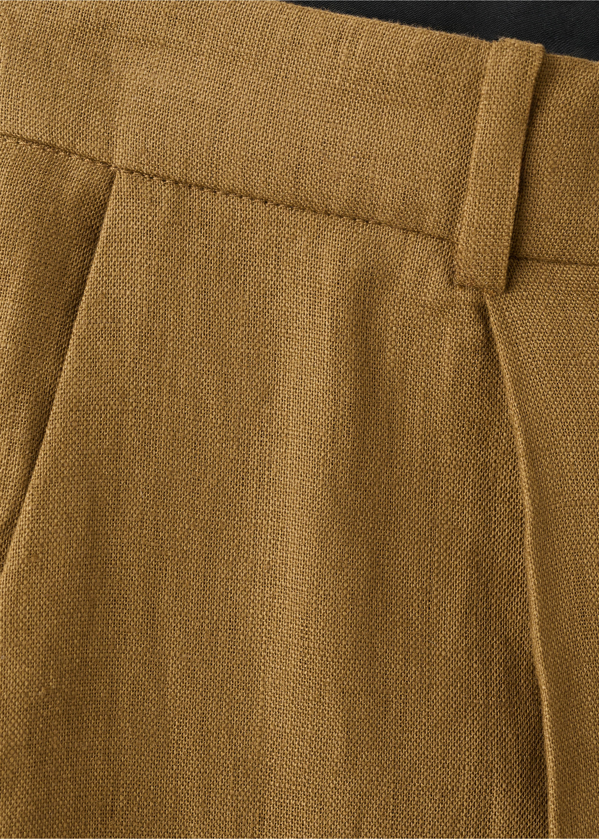 Straight-fit linen suit trousers - Details of the article 8, Olive Green. Ref: 27017162-00.