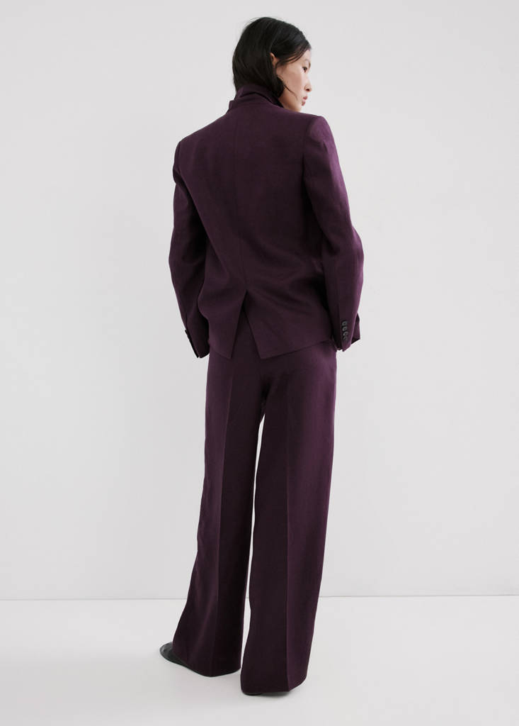 Straight-fit linen suit trousers — Purple