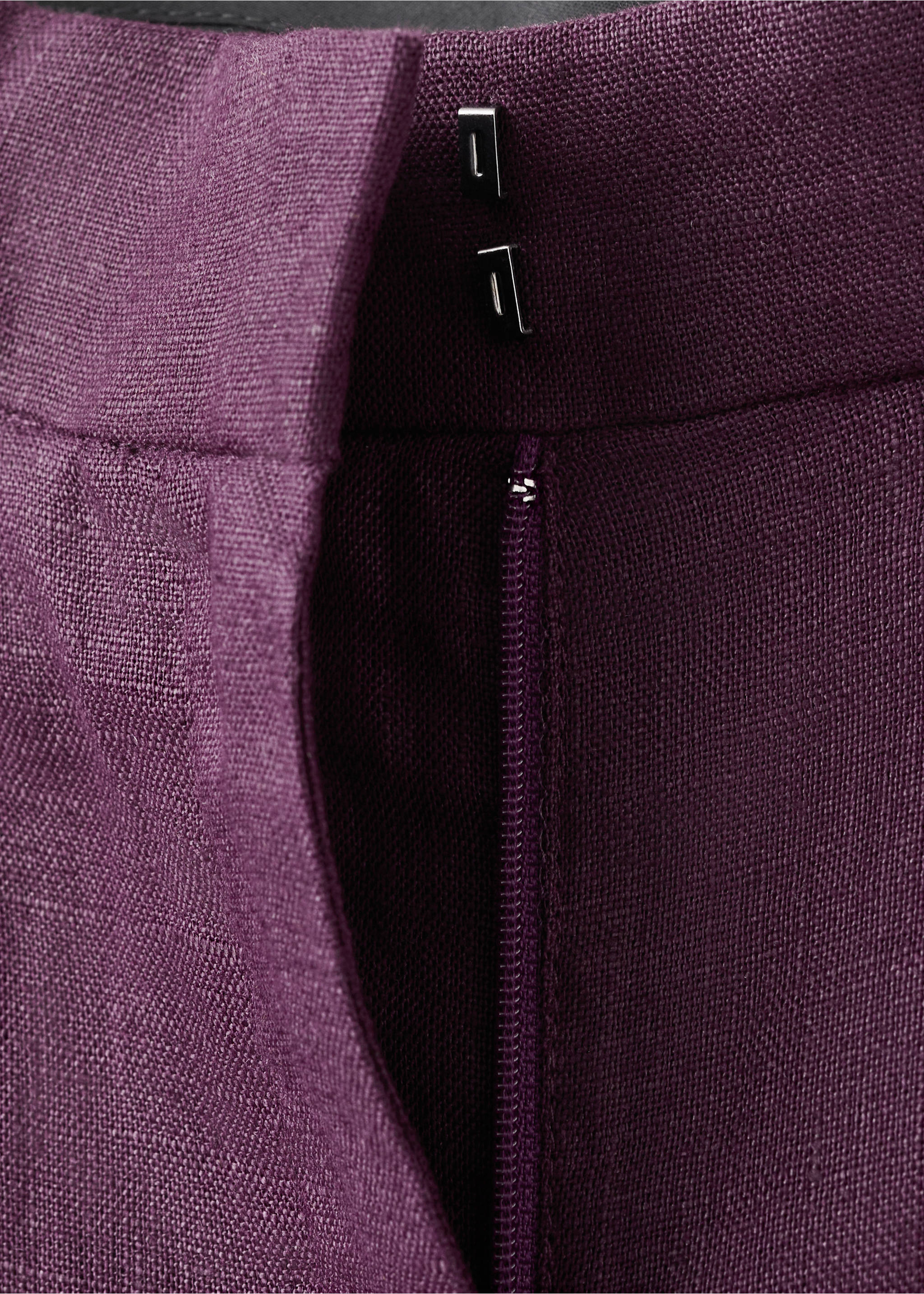 Straight-fit linen suit trousers - Details of the article 8, Purple. Ref: 27017162-00.