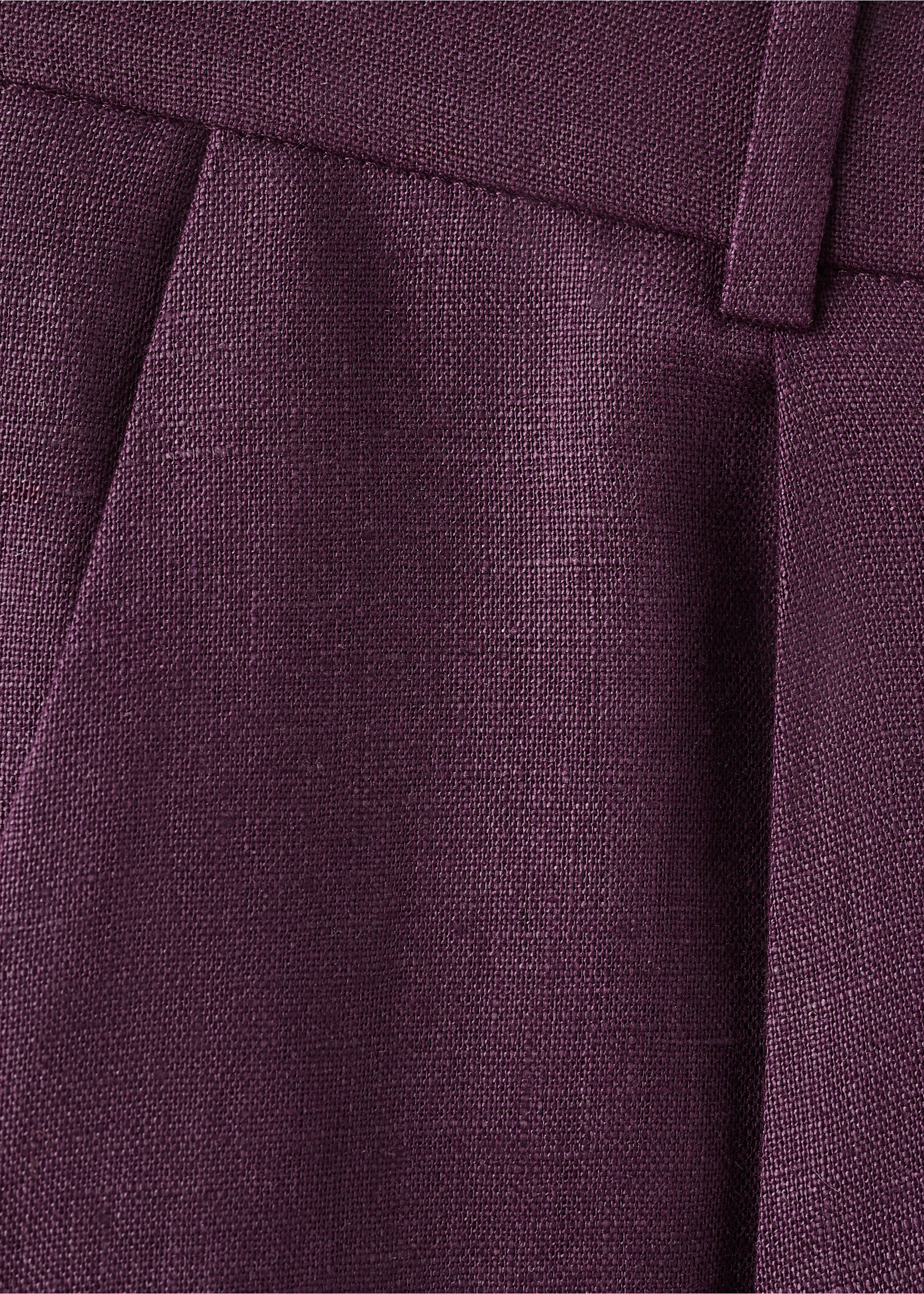 Straight-fit linen suit trousers - Details of the article 0, Purple. Ref: 27017162-00.