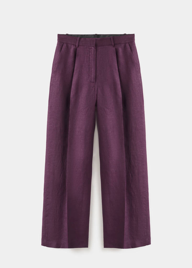 Straight-fit linen suit trousers — Purple