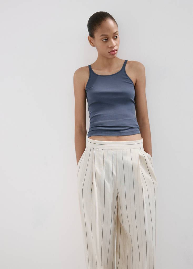 Striped lyocell balloon pants — Ecru