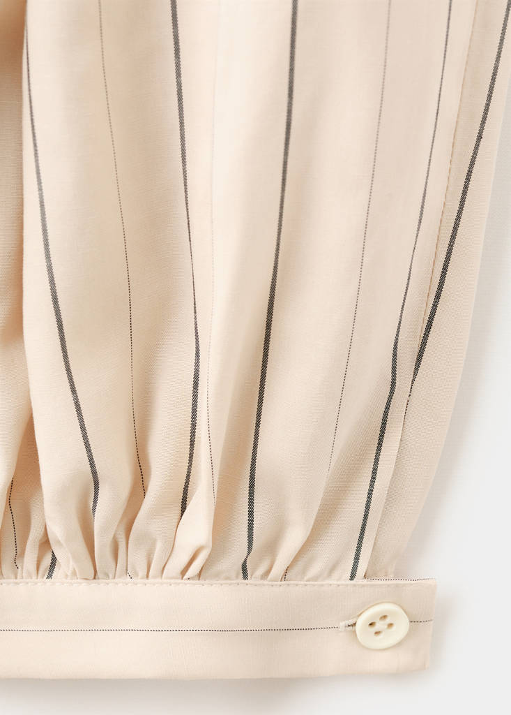 Striped lyocell balloon pants — Ecru