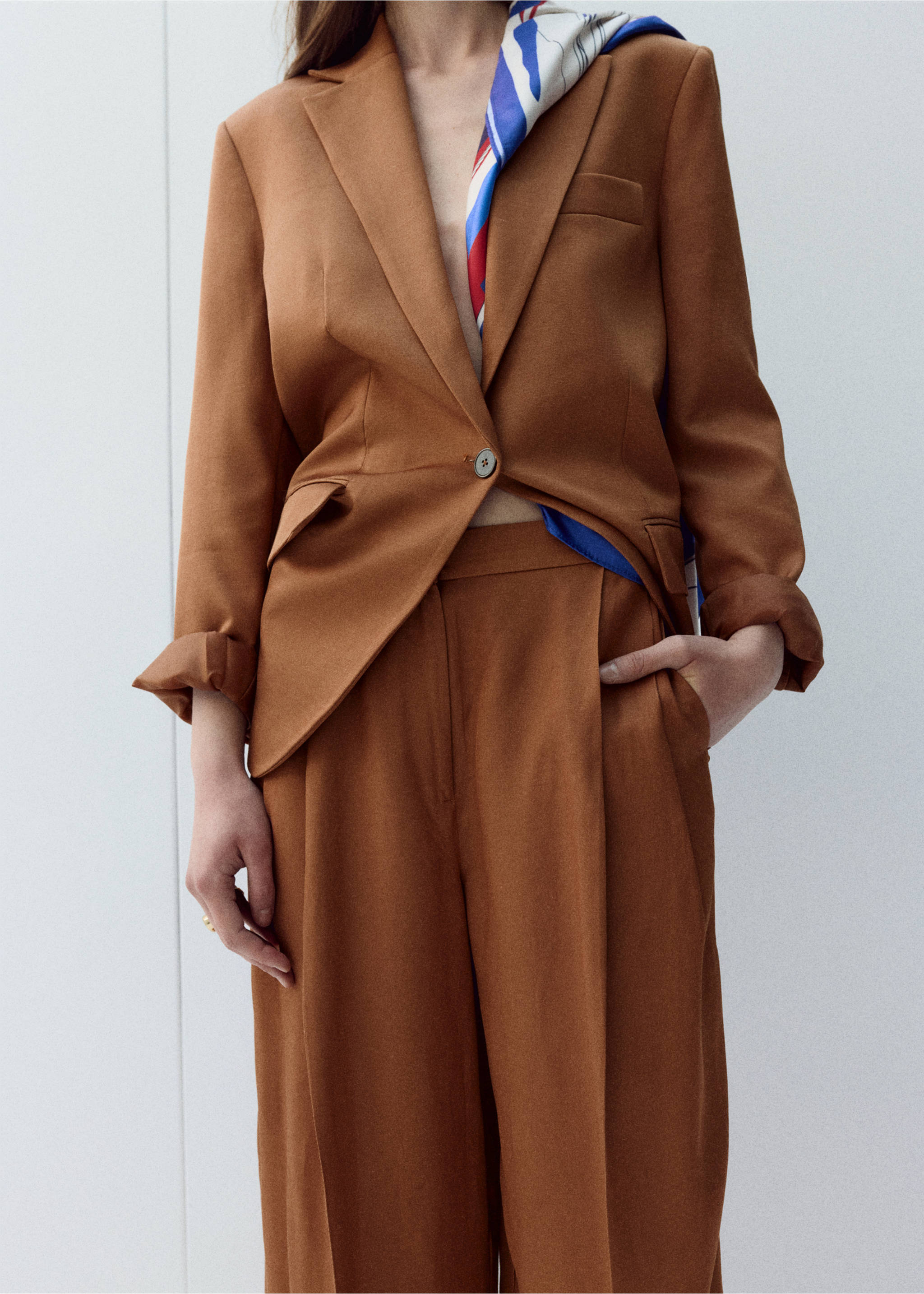 Straight-fit suit trousers - Medium plane, Russet. Ref: 27017164-00.