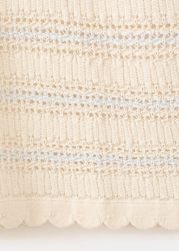 Striped openwork knit sweater — Ecru