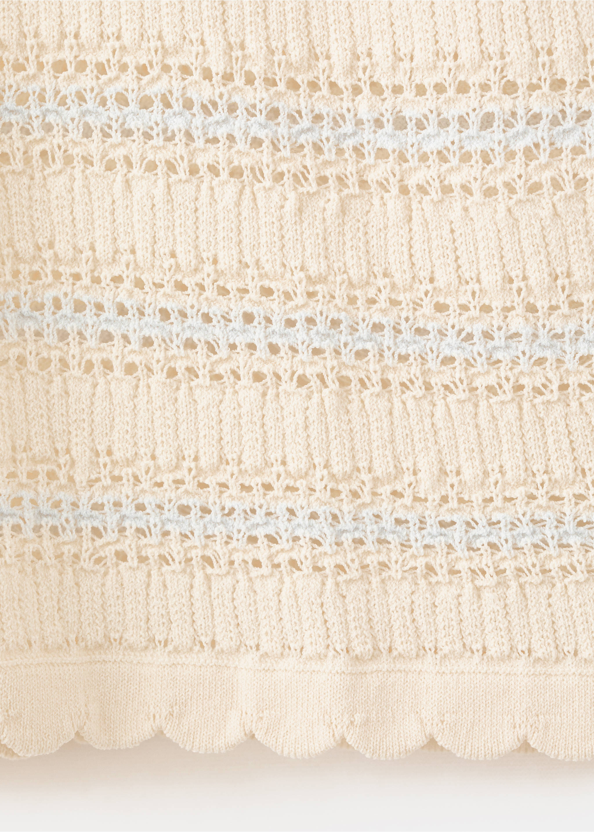 Striped openwork knit sweater - Details of the article 0, Ecru. Ref: 27017166-00.