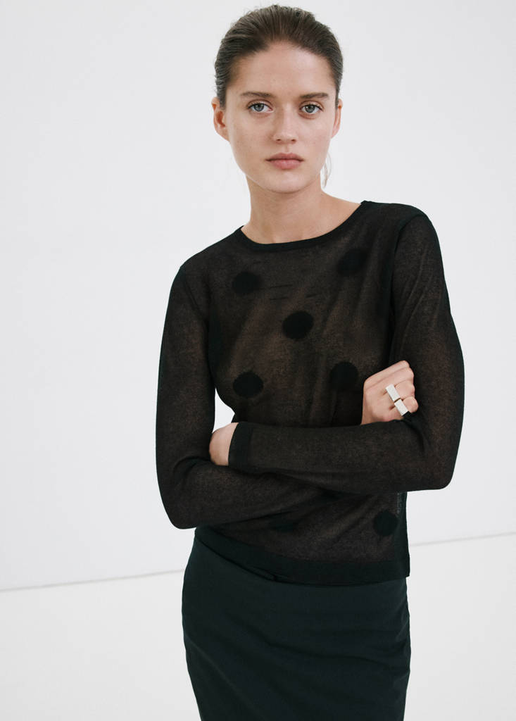 Polka-dot knitted sweater — Black