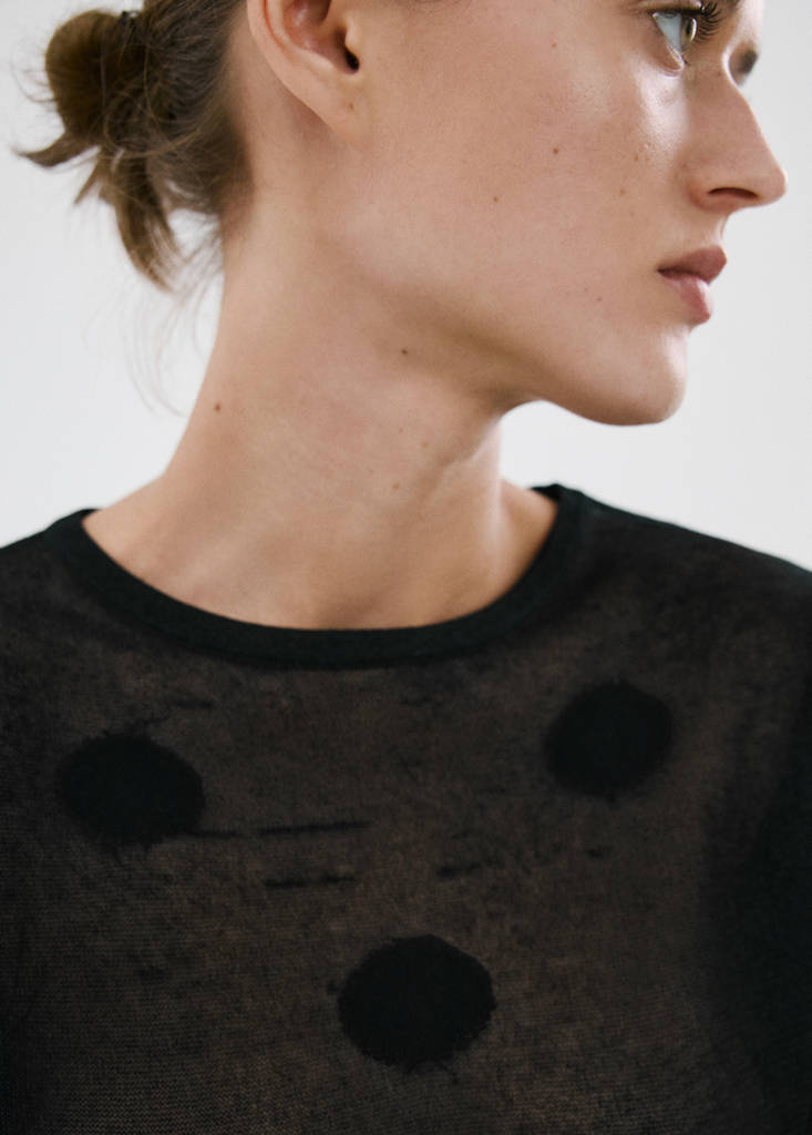 Polka-dot knitted sweater — Black