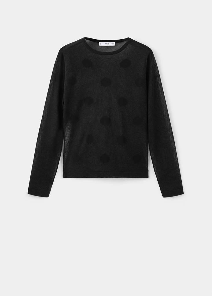 Polka-dot knitted sweater — Black