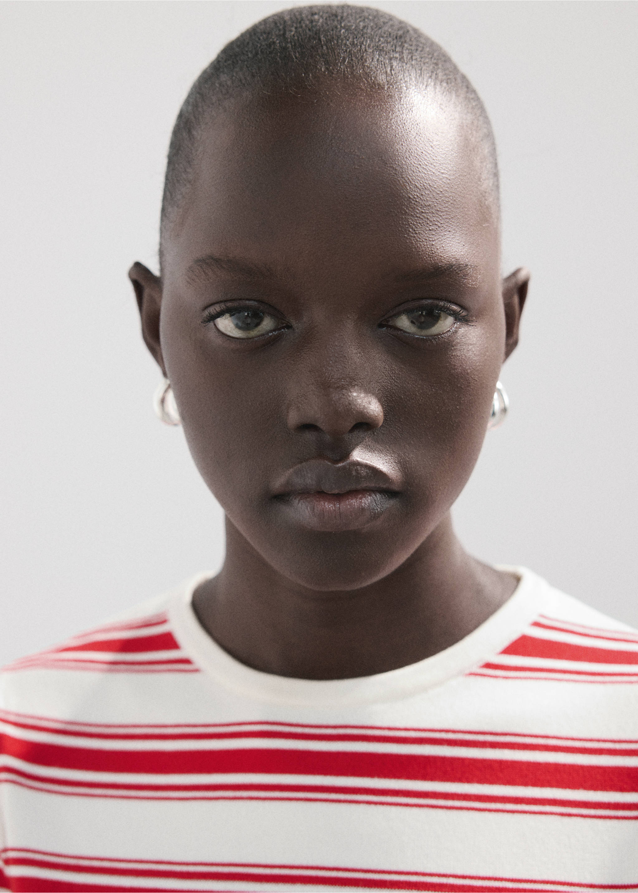 Knit striped sweater - Details of the article 1, Red. Ref: 27017169-00.