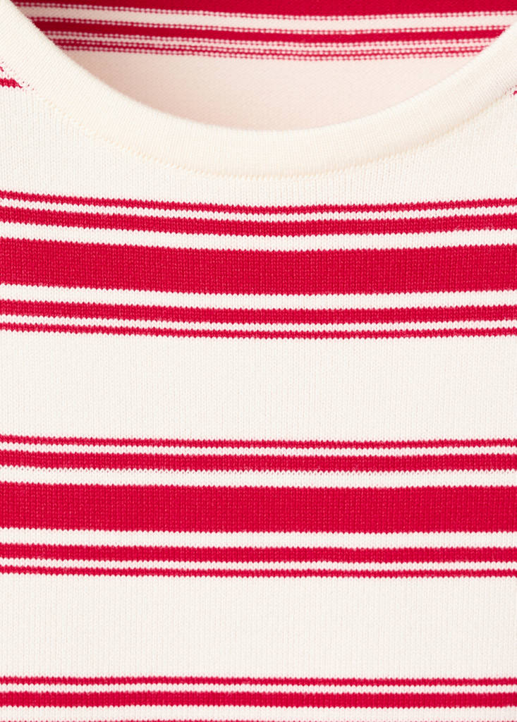 Knit striped sweater — Red