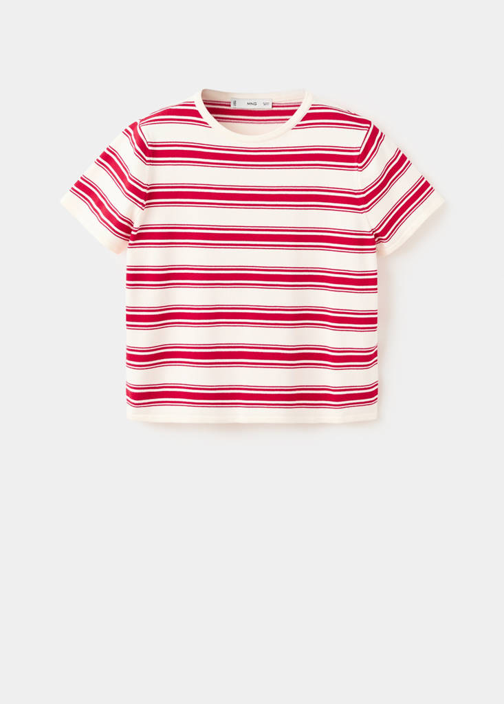Knit striped sweater — Red