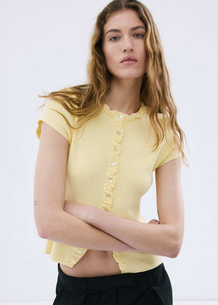 Fine knit sweater with buttons — Vanilla