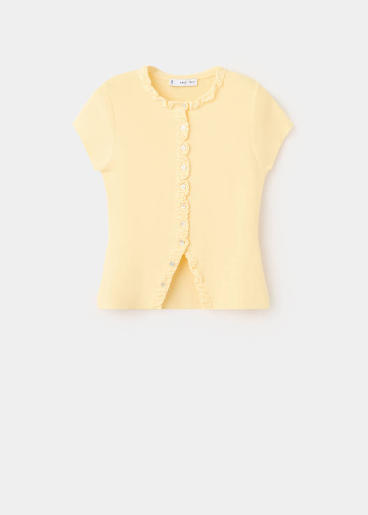 Fine knit sweater with buttons — Vanilla