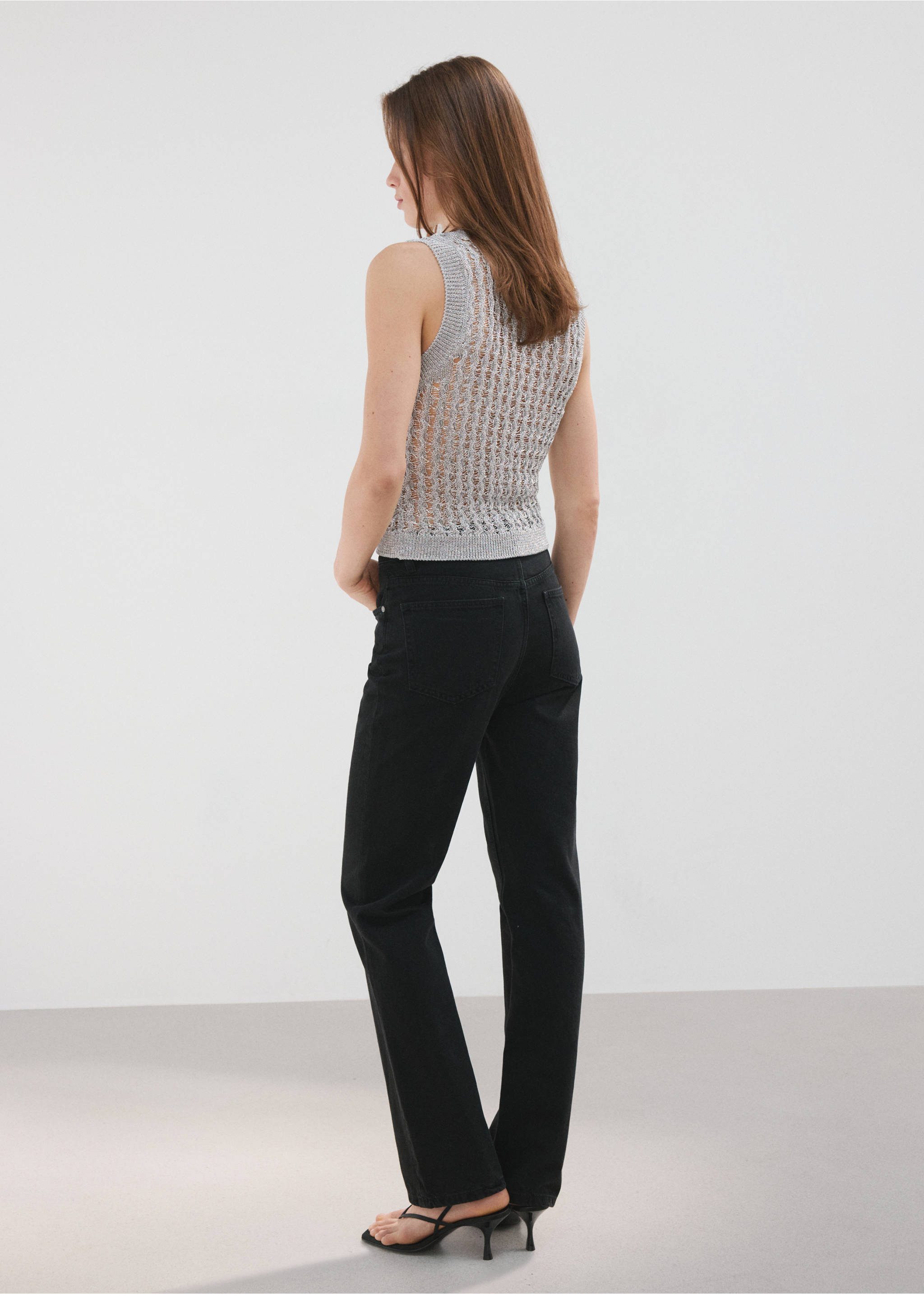 Openwork knit top - Reverse of the article, Grey. Ref: 27017171-00.