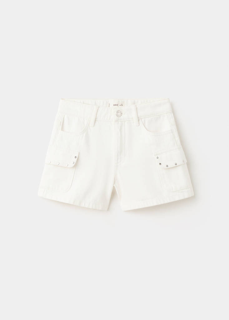 Studded pocket shorts — White