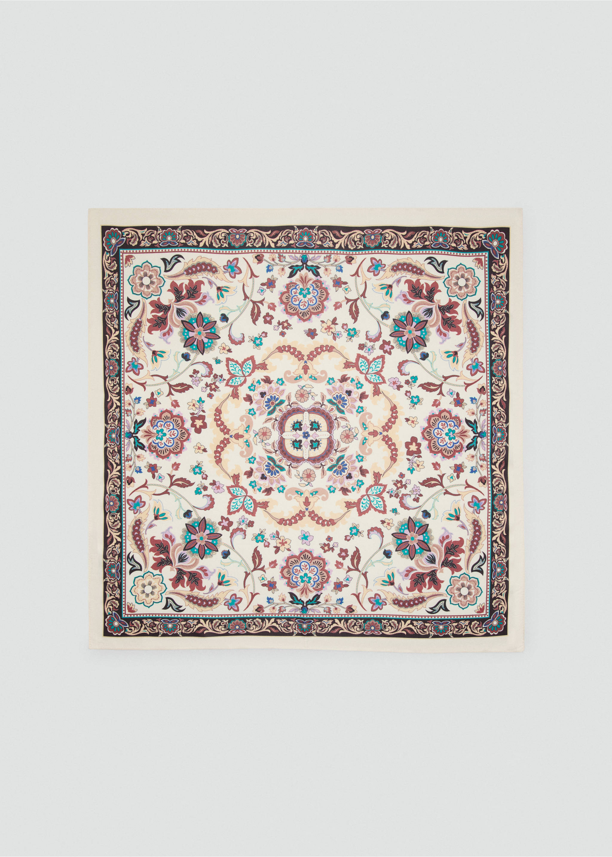 Floral print scarf - Article without model, Ecru. Ref: 27017786-00.