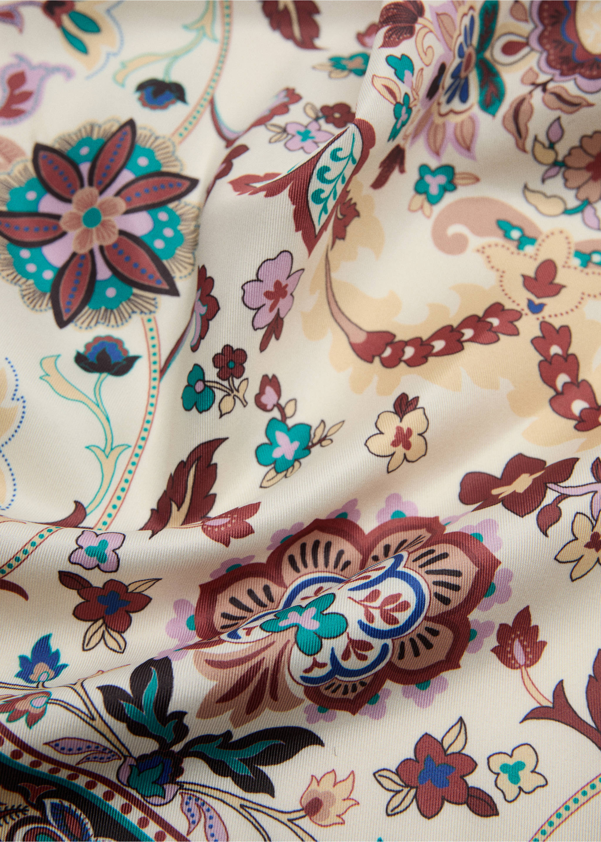 Floral print scarf - Medium plane, Ecru. Ref: 27017786-00.